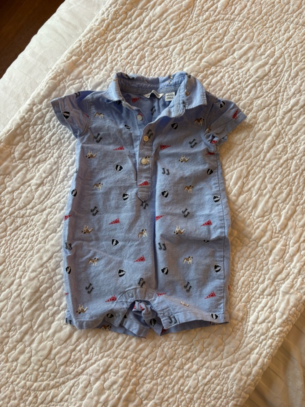 Janie and Jack Light Blue Button-Up Onesis